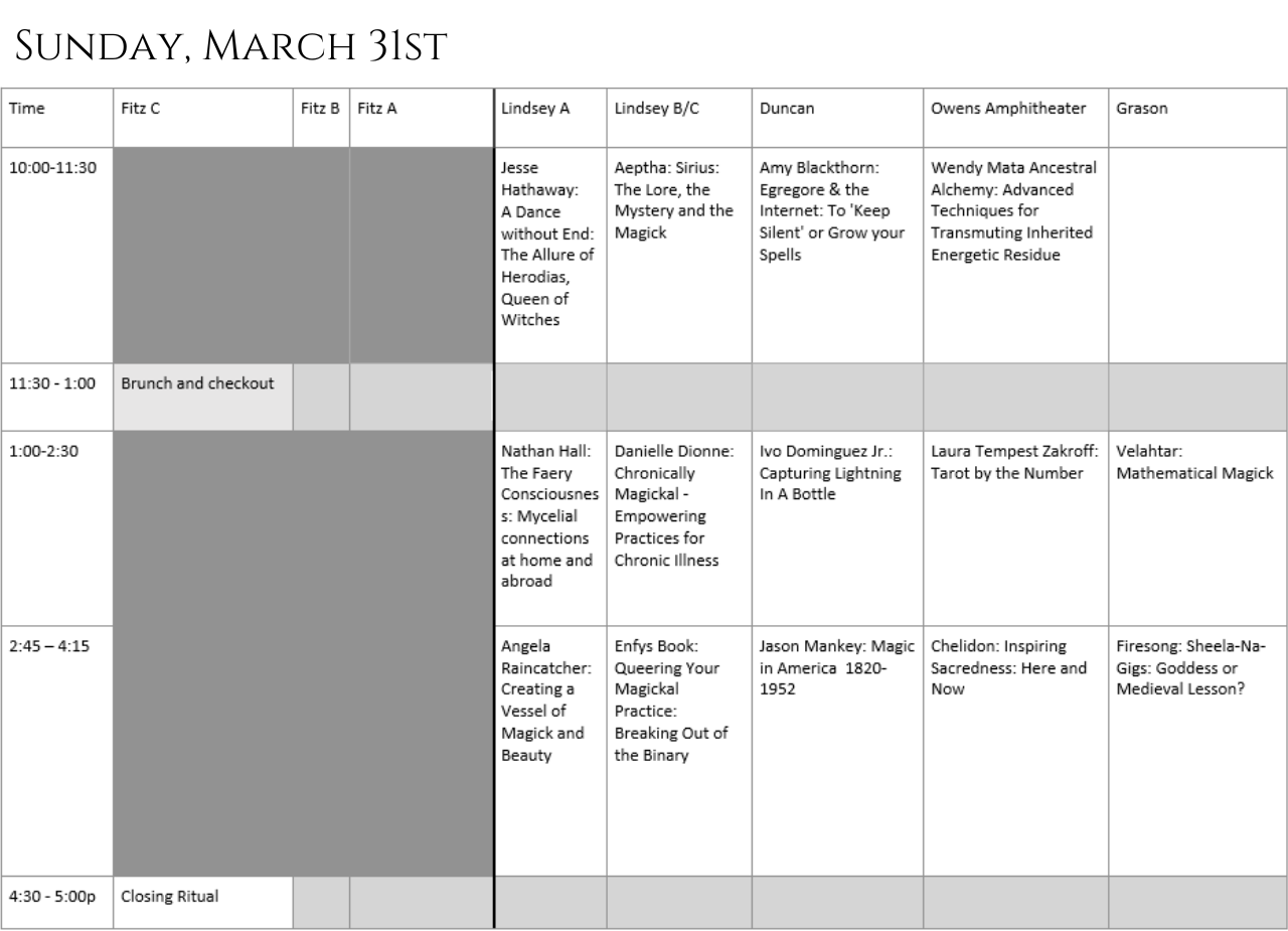 Schedule Sacred Space Conference